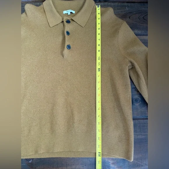 Madewell Men's Polo Sweater in Camel Brown - Picture 7 of 15